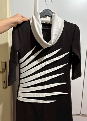 xl Beden V Yaka Siyah Beyaz Zebra Desenli Hamile Tunik