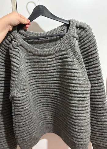 Trendyol & Milla Gri Örgü Kadın Kazak, Bisiklet Yaka, Rahat Kesim