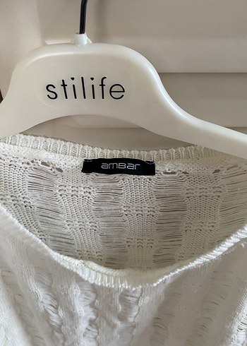 Beyaz Örgü Bohem Kadın Kazak - Görsel 2