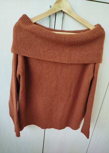 Kahverengi Boğazlı Örgü Kadın Kazak - Görsel 2