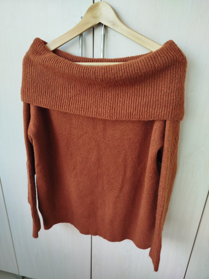 Kahverengi Boğazlı Örgü Kadın Kazak - Görsel 3