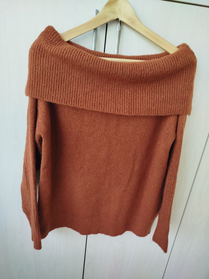 Kahverengi Boğazlı Örgü Kadın Kazak - Görsel 2