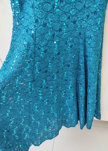 Parlak Mavi Drapeli V Yaka Midi Abiye Elbise - Görsel 8