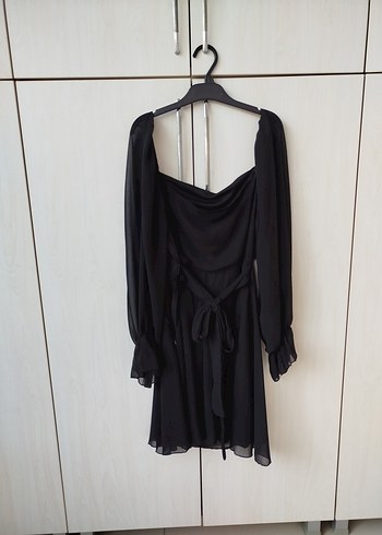 Siyah V Yaka Mini Gotik Elbise - Görsel 6