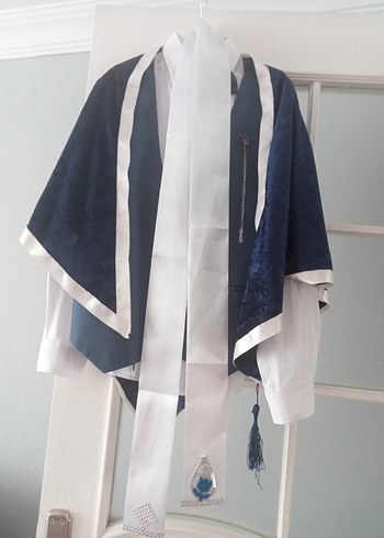 Gri Nakışlı Beyaz Uzun Kollu Takım Elbise - Görsel 5