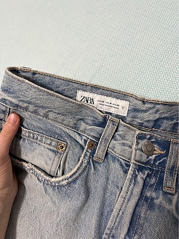 36 Beden mavi Renk ZARA TRF STRAIGHT FIT YÜKSEK BEL JEAN