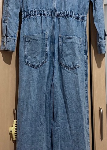 Kemerli Kadın Mavi Denim Tulum Zara - Görsel 4