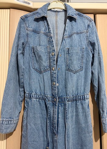 Kemerli Kadın Mavi Denim Tulum Zara - Görsel 3