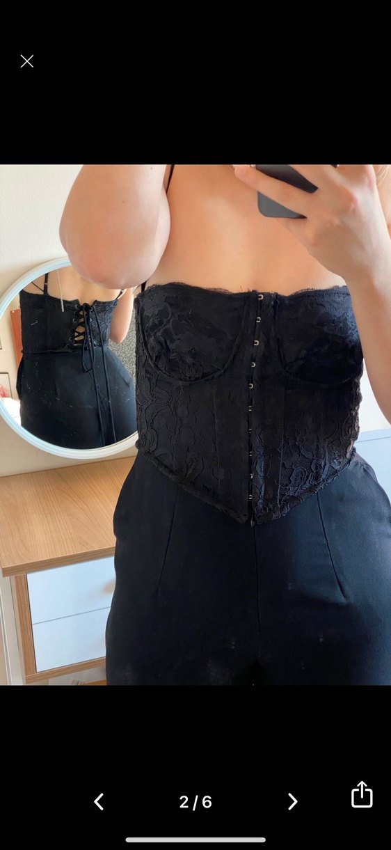 Dantel Detaylı Siyah Straplez Bustiyer tulum - Görsel 3