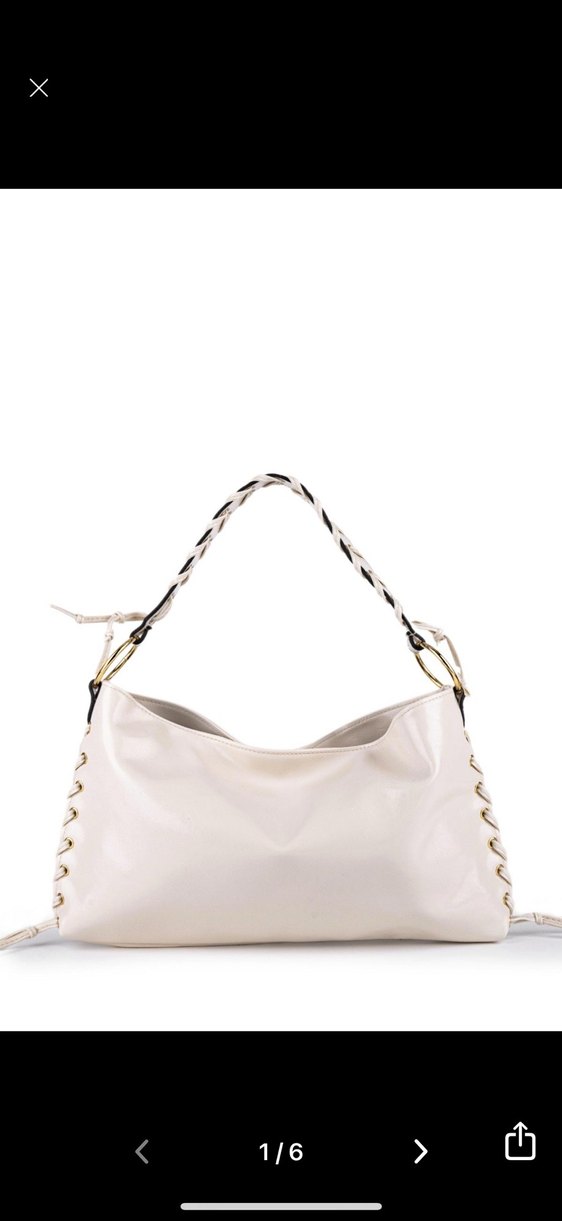 Dantel Detaylı Beyaz Deri Bohem Çanta - Görsel 2