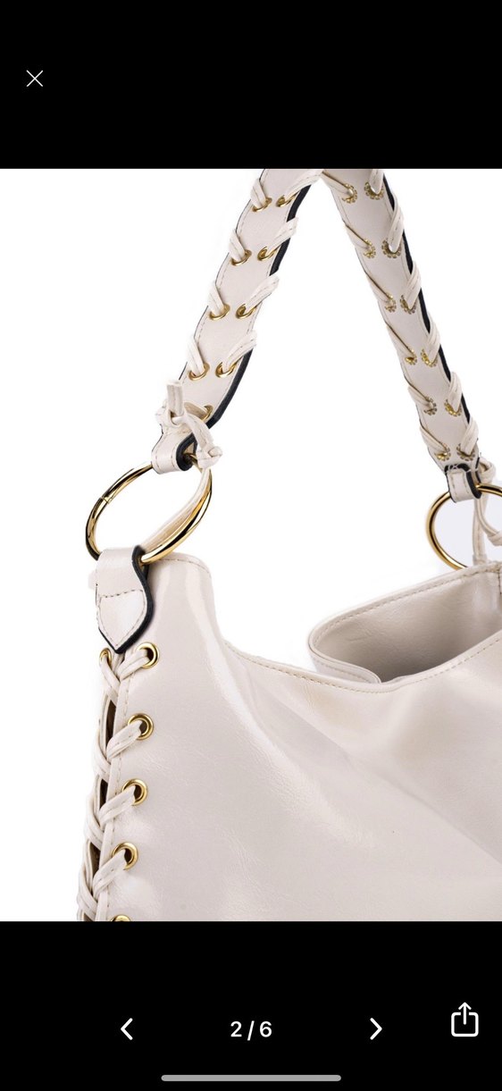 Dantel Detaylı Beyaz Deri Bohem Çanta - Görsel 4