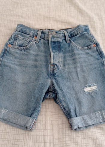 Düğmeli Gri Kadın Mini Denim Şort