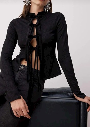 Siyah Gotik Kadın Bluz - Görsel 2