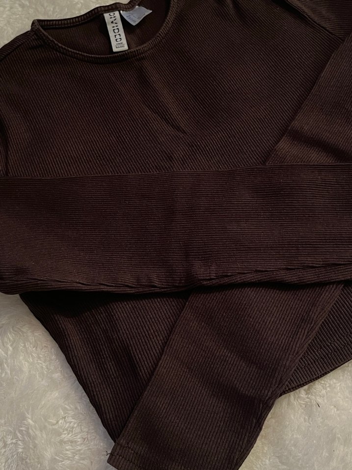 Kahverengi Uzun Kollu Kadın Triko - Görsel 4