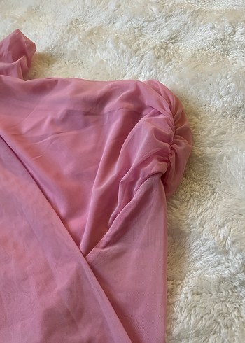 Pembe Drapeli Uzun Kollu Bluz - Görsel 4