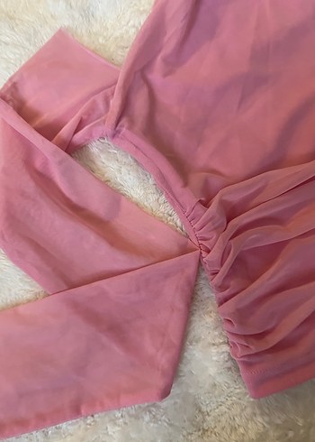 Pembe Drapeli Uzun Kollu Bluz - Görsel 3