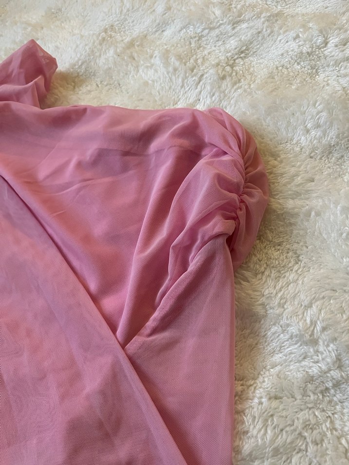 Pembe Drapeli Uzun Kollu Bluz - Görsel 4