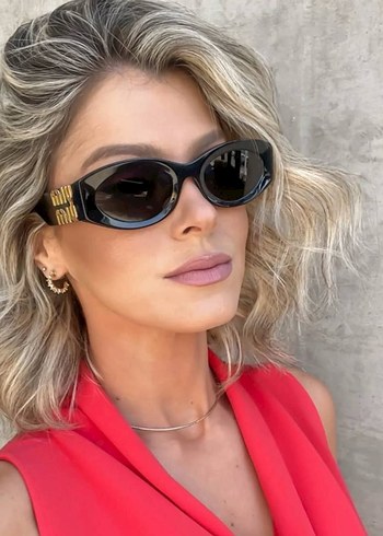 Miu Miu Miu Miu Parlak Siyah Kadın Güneş Gözlüğü