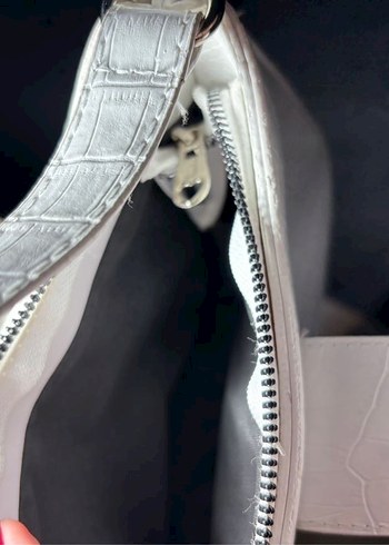 Beyaz Deri Yılan Desenli Kadın Çanta - Görsel 5