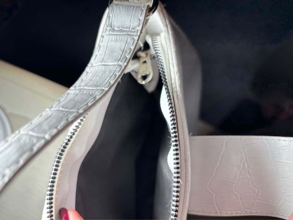 Beyaz Deri Yılan Desenli Kadın Çanta - Görsel 5