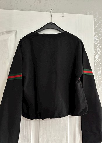 Kemer Detaylı Siyah Kadın Sweatshirt - Görsel 4