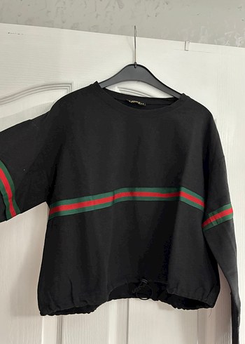 Kemer Detaylı Siyah Kadın Sweatshirt - Görsel 2