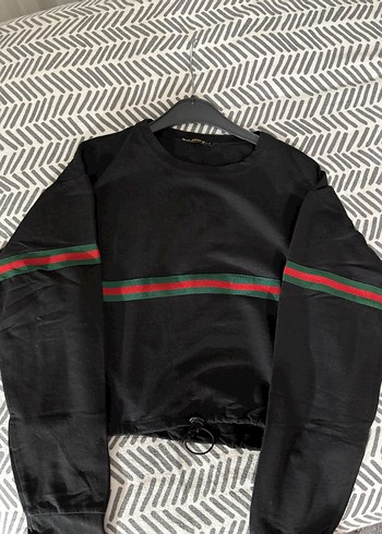 Kemer Detaylı Siyah Kadın Sweatshirt - Görsel 6