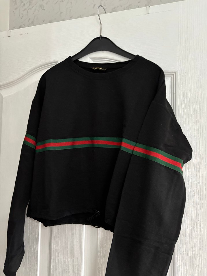 Kemer Detaylı Siyah Kadın Sweatshirt - Görsel 3