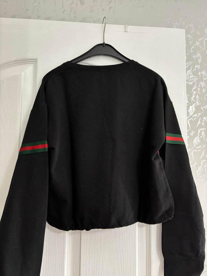 Kemer Detaylı Siyah Kadın Sweatshirt - Görsel 4