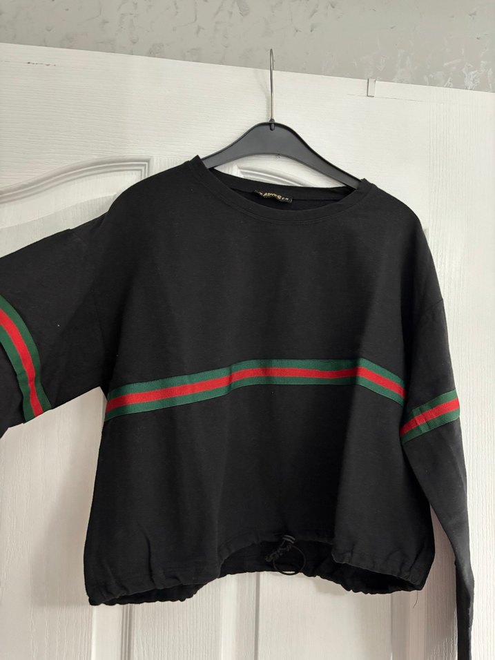 Kemer Detaylı Siyah Kadın Sweatshirt - Görsel 2