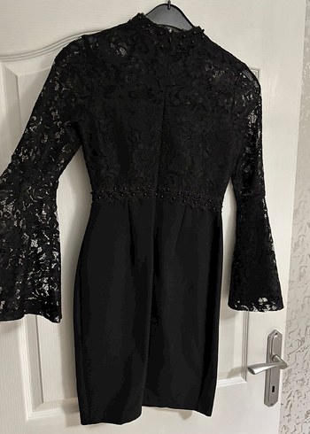 Dantel Detaylı Uzun Siyah Gotik Elbise - Görsel 2