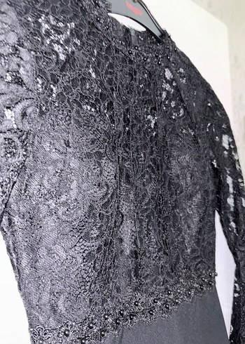 Dantel Detaylı Uzun Siyah Gotik Elbise - Görsel 6