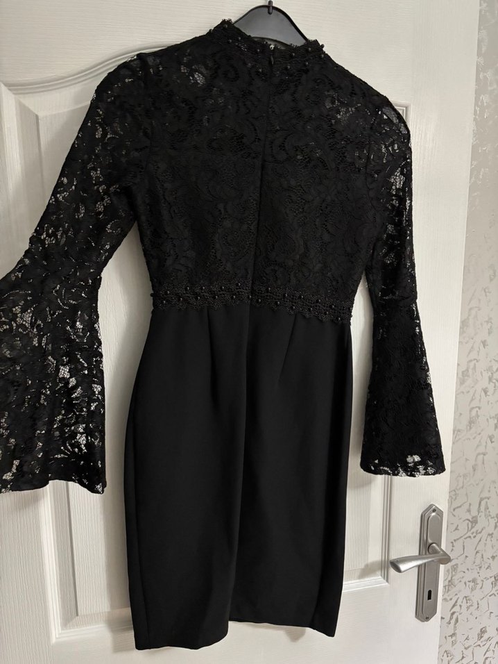 Dantel Detaylı Uzun Siyah Gotik Elbise - Görsel 2