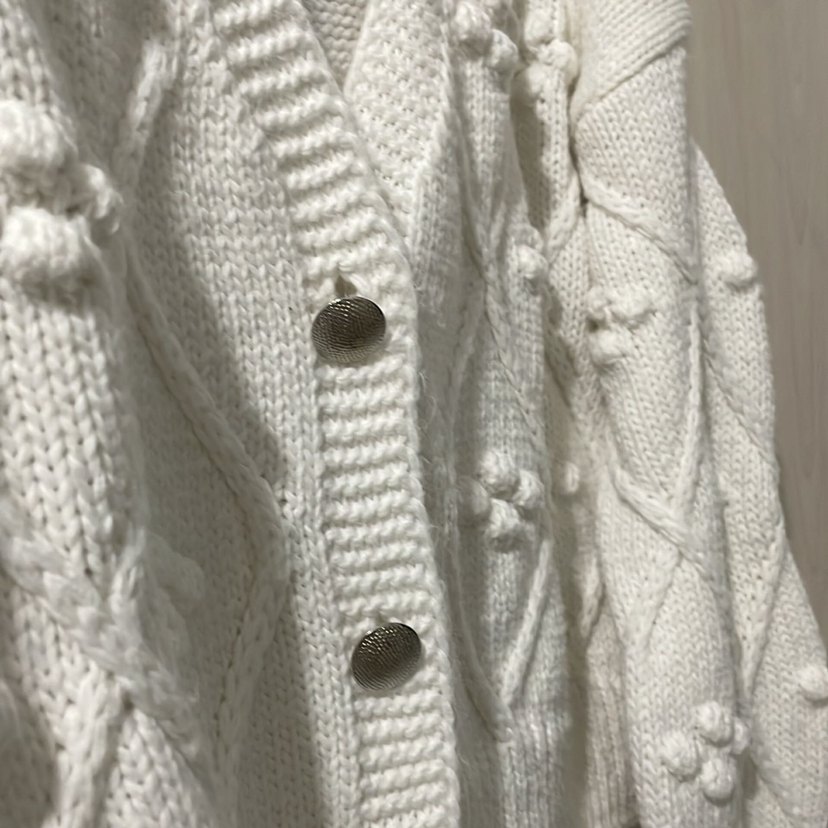 Nakışlı Beyaz Midi Triko Hırka - Görsel 5