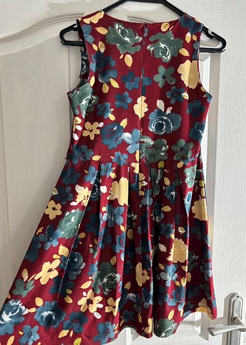 Bordo Çiçekli Midi Bohem Elbise - Görsel 3