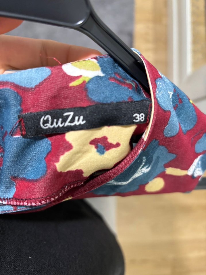 Bordo Çiçekli Midi Bohem Elbise - Görsel 4