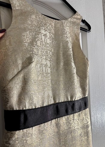 Altın Renkli, Kemerli Midi Kadın Elbise - Görsel 2