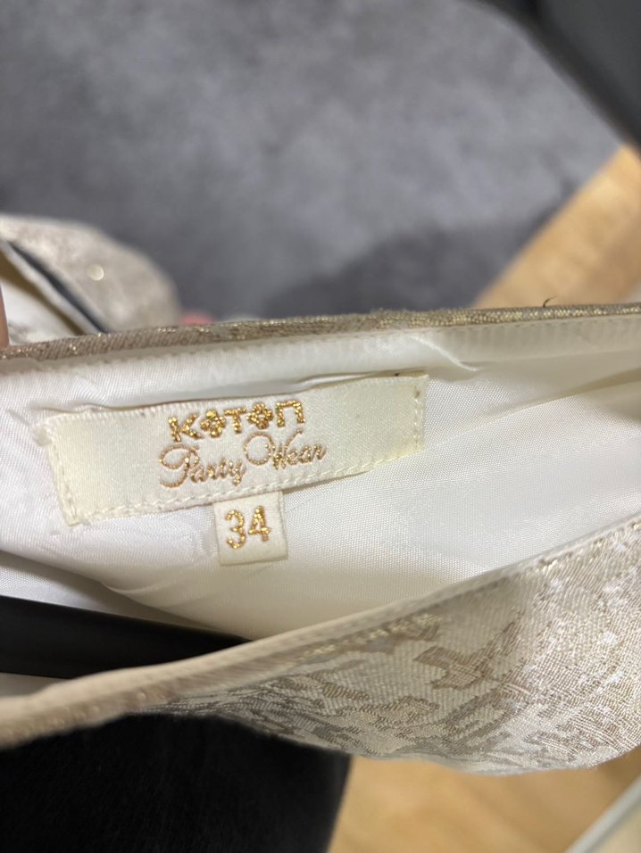 Altın Renkli, Kemerli Midi Kadın Elbise - Görsel 4