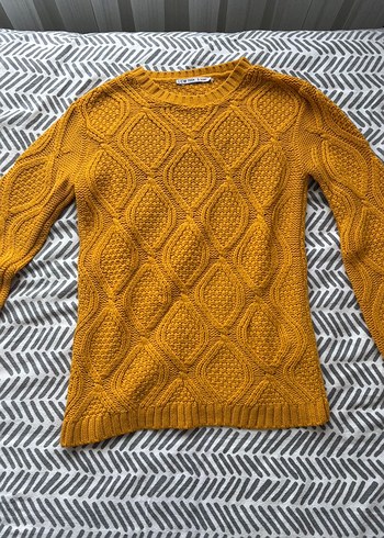 Sarı Örgü Kadın Kazak - Görsel 3