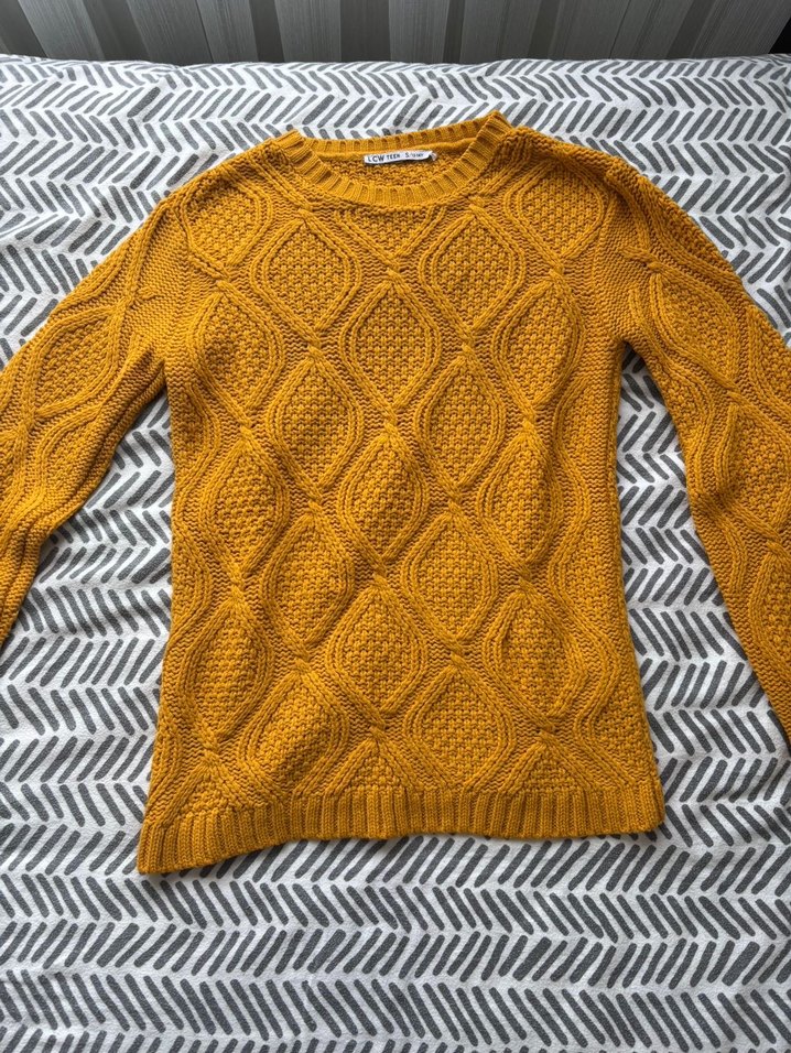 Sarı Örgü Kadın Kazak - Görsel 3