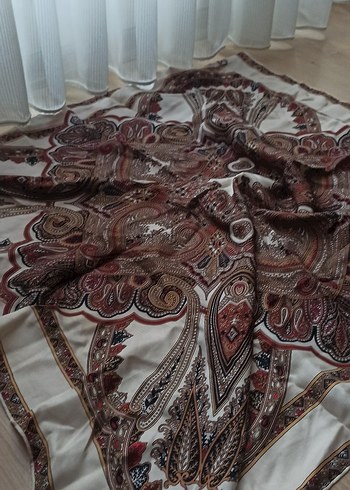 Kahverengi Bohem Kadın İpek Şal viskona marka - Görsel 2