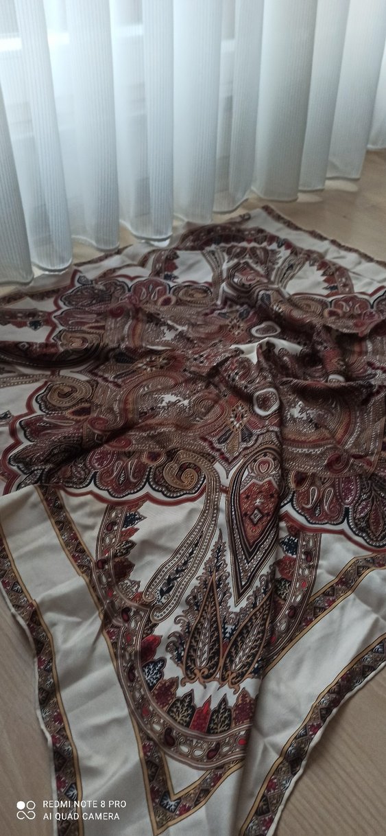 Kahverengi Bohem Kadın İpek Şal viskona marka - Görsel 2