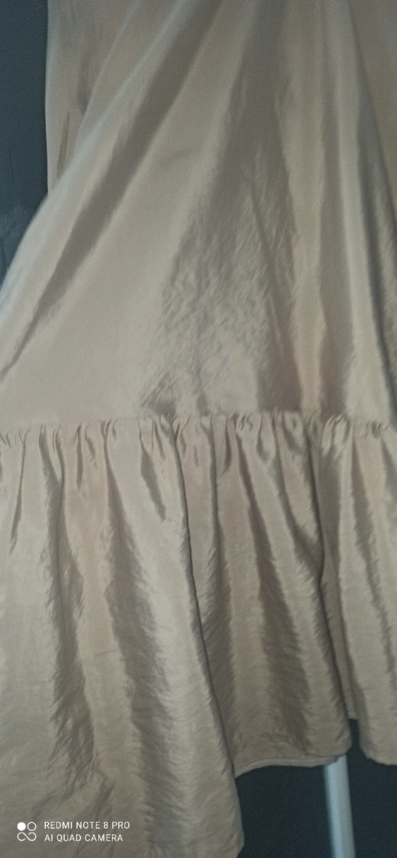 Bej Parlak Midi saten üst - Görsel 3