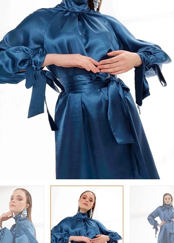 Saten elbise+şal SATILIK - Görsel 2