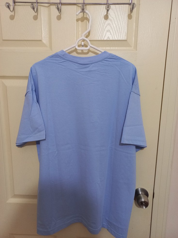 Mavi Keten Erkek Tişört, Kısa Kollu, Salaş Kesim - Görsel 2