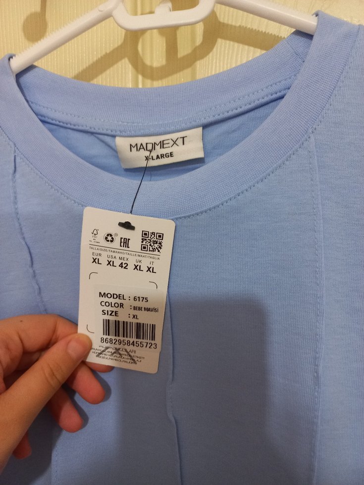 Mavi Keten Erkek Tişört, Kısa Kollu, Salaş Kesim - Görsel 3