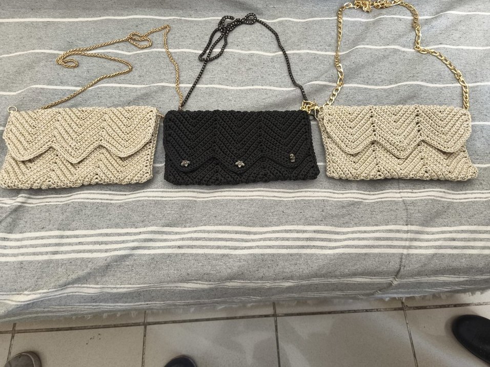 Boncuk İşlemeli Siyah Örgü Kadın Portföy Çanta - Görsel 4