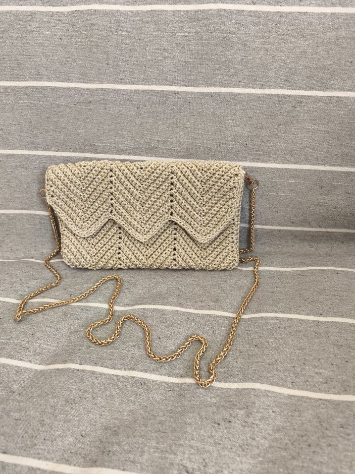 Boncuk İşlemeli Siyah Örgü Kadın Portföy Çanta - Görsel 3