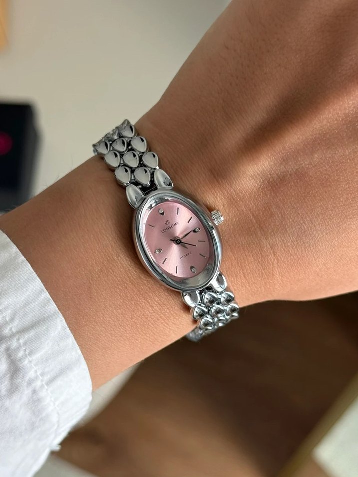 Pembe Kadranlı Düğmeli Kadın Kol Saati - Görsel 2
