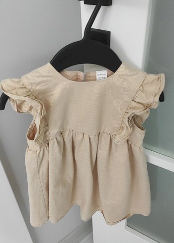 LC Waikiki Kız Çocuk Keten Bej Fırfırlı Elbise